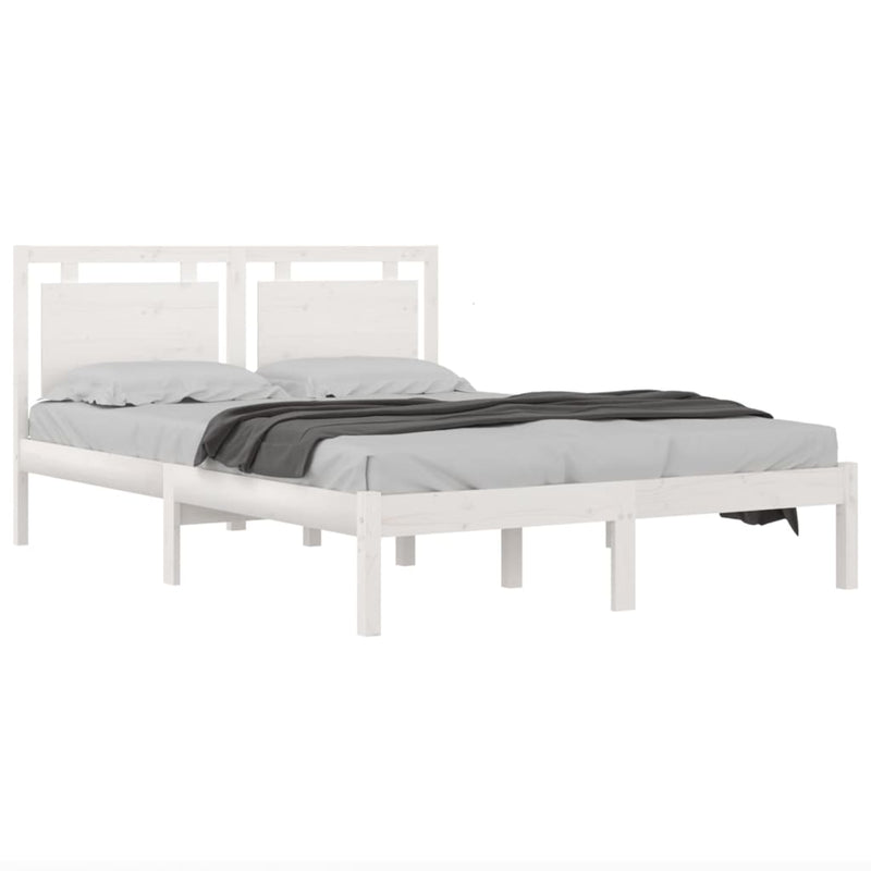 Bed Frame without Mattress White 183x203 cm King Solid Wood