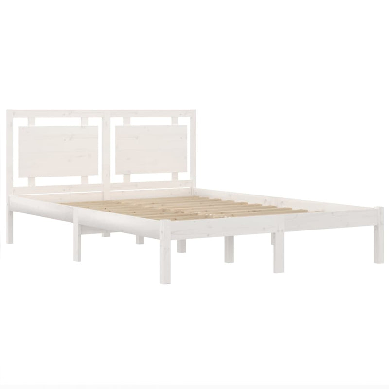 Bed Frame without Mattress White 183x203 cm King Solid Wood