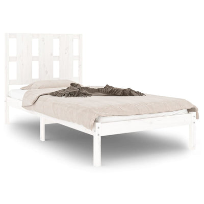 Bed Frame without Mattress White 90x190 cm Solid Wood