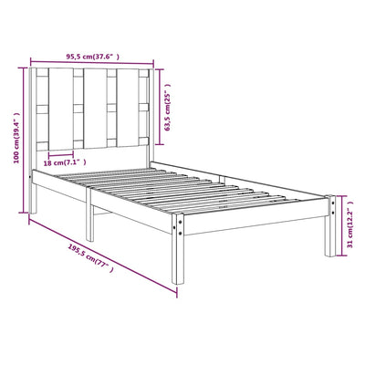 Bed Frame without Mattress White 90x190 cm Solid Wood