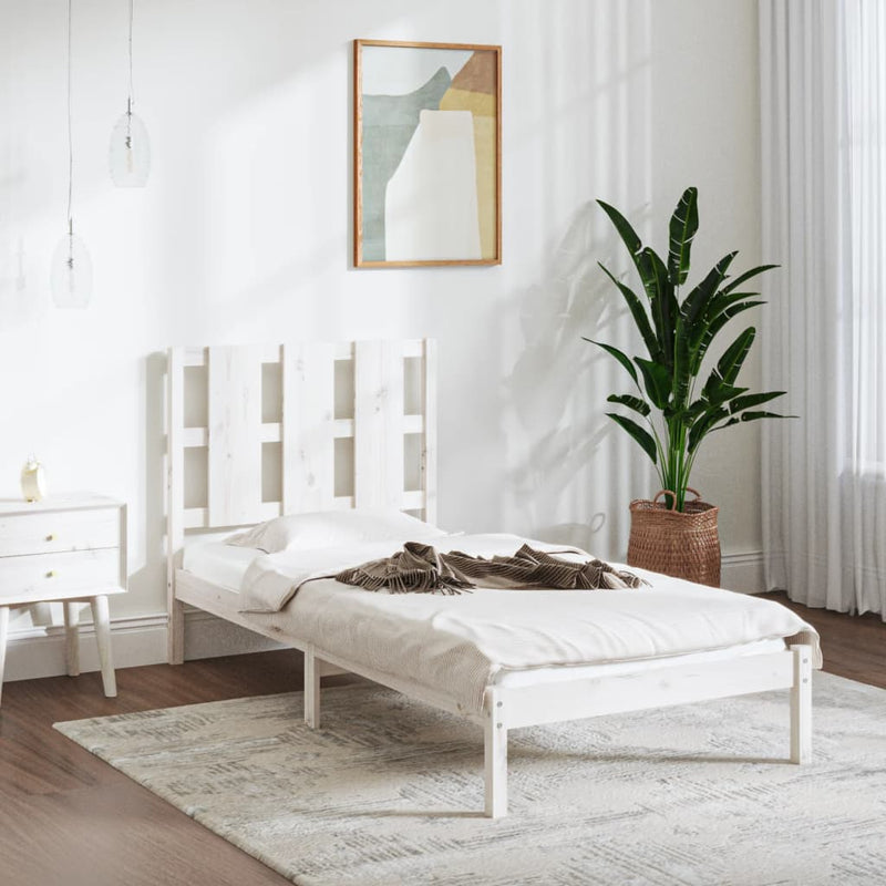 Bed Frame without Mattress White 90x190 cm Solid Wood