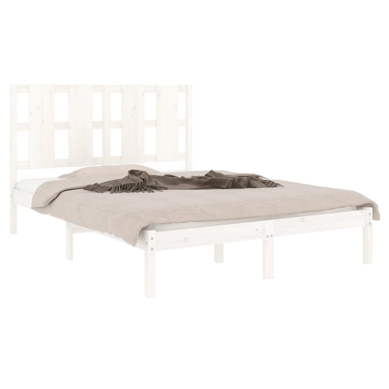 Bed Frame without Mattress White 135x190 cm Solid Wood