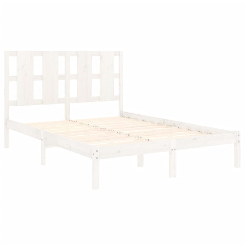 Bed Frame without Mattress White 135x190 cm Solid Wood