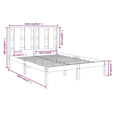 Bed Frame without Mattress White 135x190 cm Solid Wood