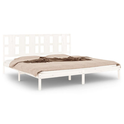 Bed Frame without Mattress White 183x203 cm King Solid Wood