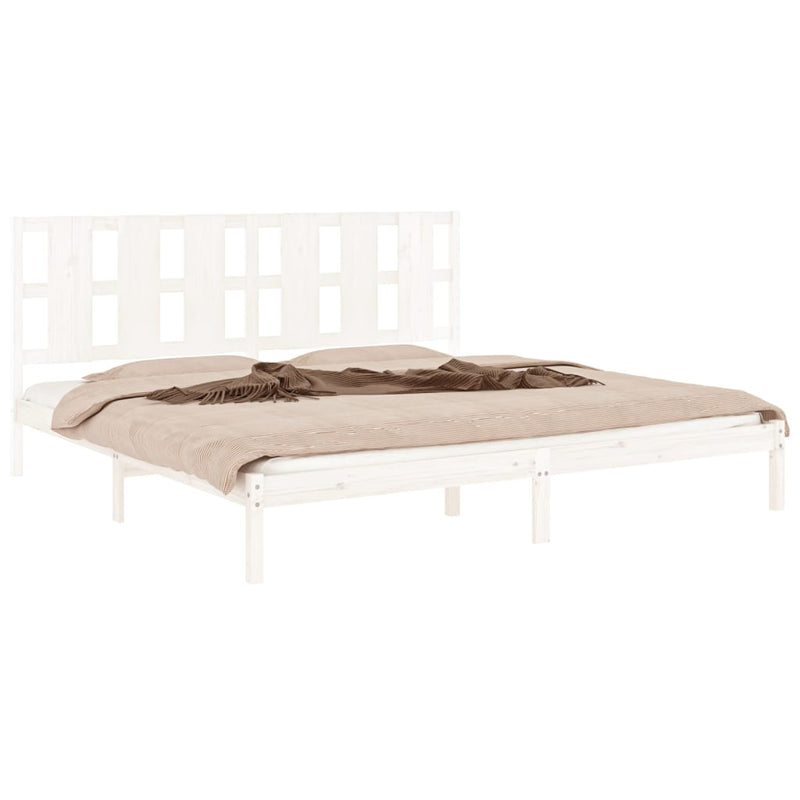 Bed Frame without Mattress White 183x203 cm King Solid Wood