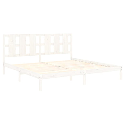 Bed Frame without Mattress White 183x203 cm King Solid Wood