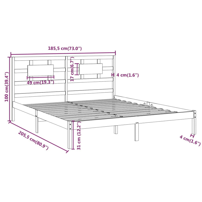 Bed Frame without Mattress 183x203 cm King Solid Wood