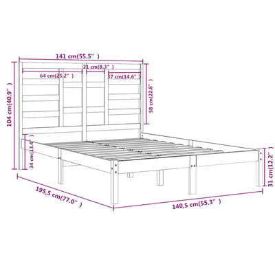 Bed Frame without Mattress Solid Wood 135x190 cm