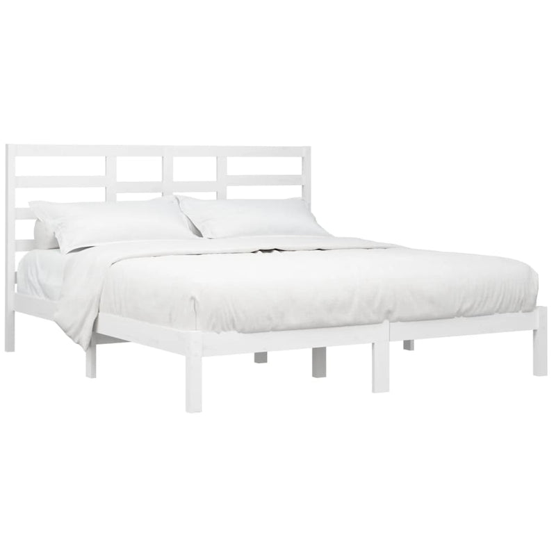 Bed Frame without Mattress White Solid Wood 183x203 cm King