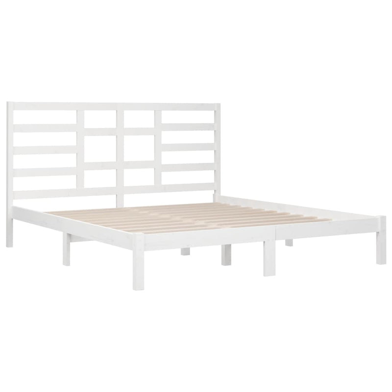 Bed Frame without Mattress White Solid Wood 183x203 cm King