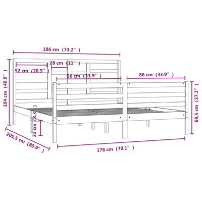 Bed Frame without Mattress Solid Wood 183x203 cm King