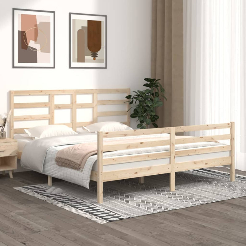 Bed Frame without Mattress Solid Wood 183x203 cm King