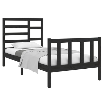 Bed Frame without Mattress Black Solid Wood 90x190 cm