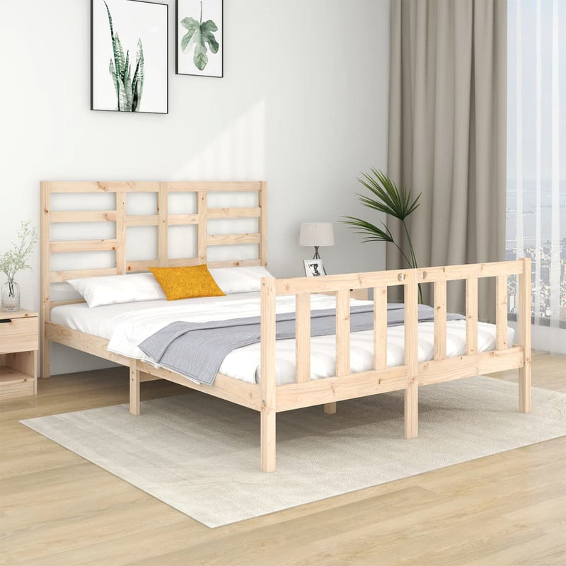 Bed Frame without Mattress Solid Wood 135x190 cm