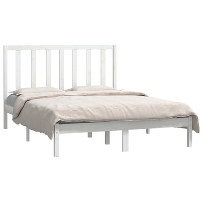 Bed Frame without Mattress White 135x190 cm Solid Wood Pine