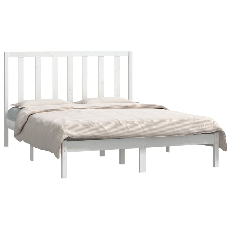 Bed Frame without Mattress White 135x190 cm Solid Wood Pine