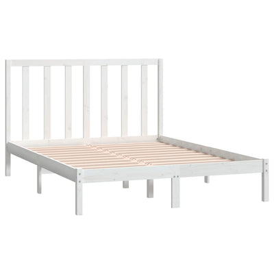 Bed Frame without Mattress White 135x190 cm Solid Wood Pine