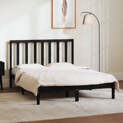 Bed Frame without Mattress Black 135x190 cm Solid Wood Pine