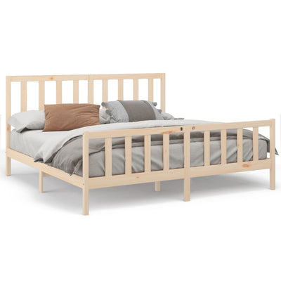 Bed Frame without Mattress 183x203 cm King Solid Wood Pine