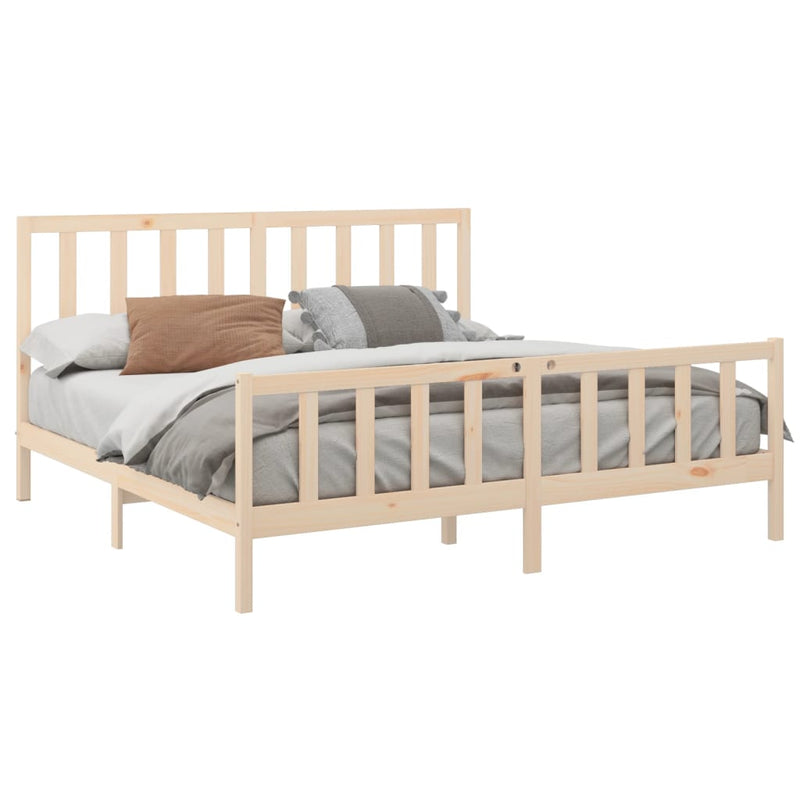 Bed Frame without Mattress 183x203 cm King Solid Wood Pine