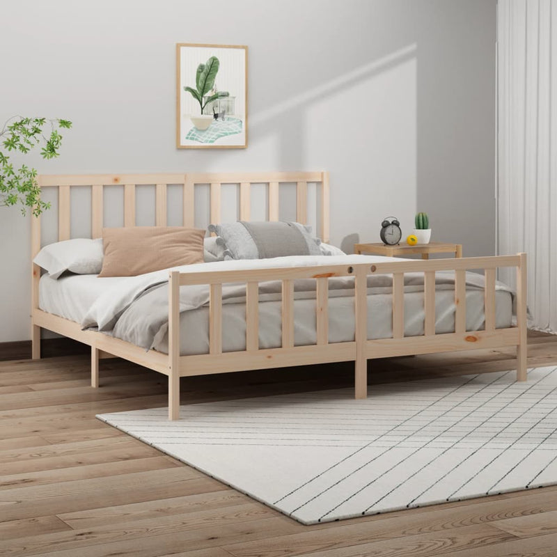 Bed Frame without Mattress 183x203 cm King Solid Wood Pine