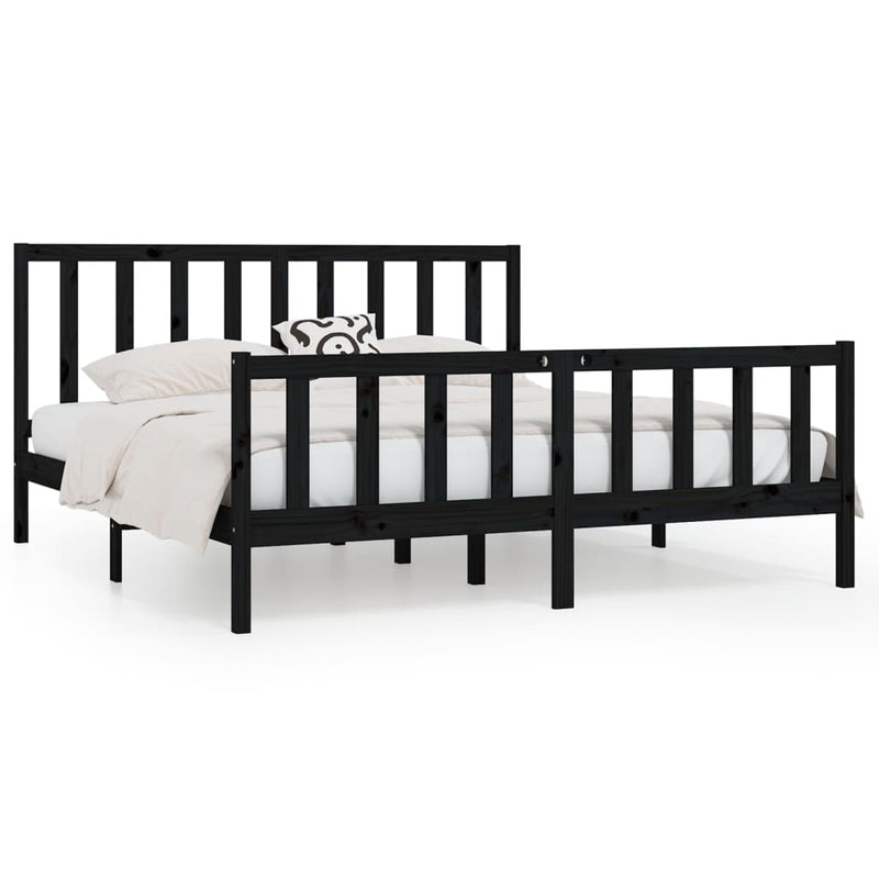 Bed Frame without Mattress Black 183x203 cm King Solid Wood