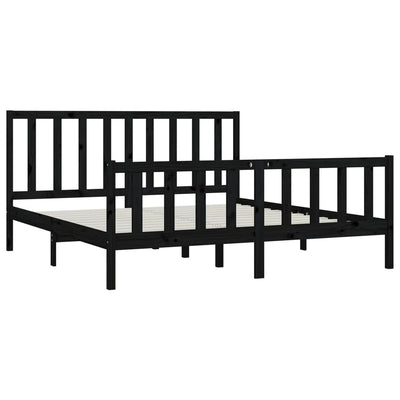 Bed Frame without Mattress Black 183x203 cm King Solid Wood