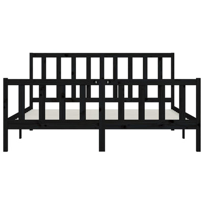 Bed Frame Black Solid Wood 183x203 cm King Size