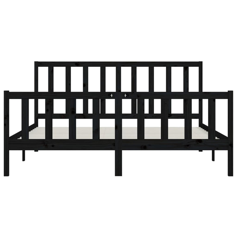 Bed Frame Black Solid Wood 183x203 cm King Size