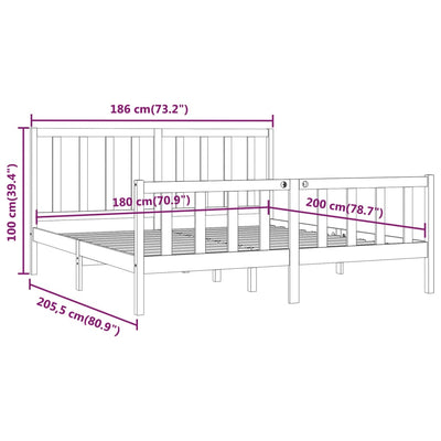 Bed Frame without Mattress Black 183x203 cm King Solid Wood