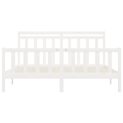 Bed Frame without Mattress White Solid Wood Pine 183x203 cm King