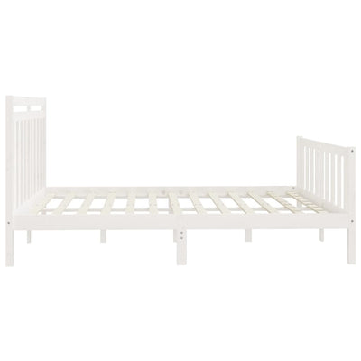 Bed Frame without Mattress White Solid Wood Pine 183x203 cm King