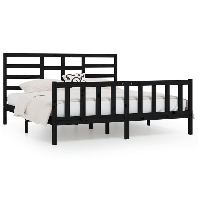 Bed Frame without Mattress Black 183x203 cm King Solid Wood