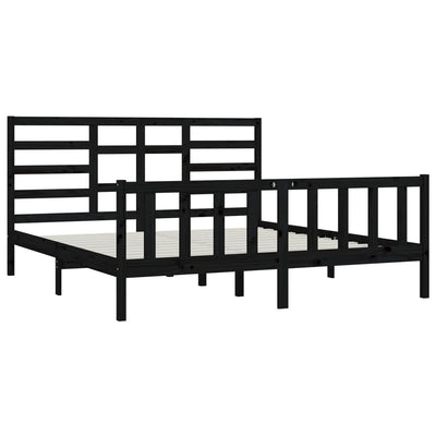 Bed Frame without Mattress Black 183x203 cm King Solid Wood