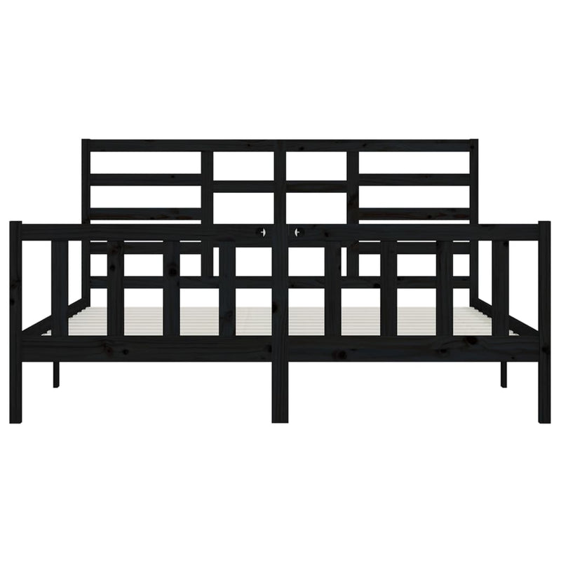 Bed Frame without Mattress Black 183x203 cm King Solid Wood