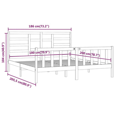 Bed Frame without Mattress Black 183x203 cm King Solid Wood