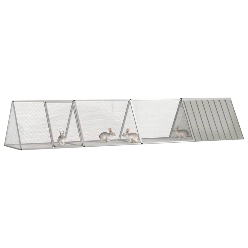 Rabbit Cage Grey 403.5x80.5x71 cm Galvanised Steel