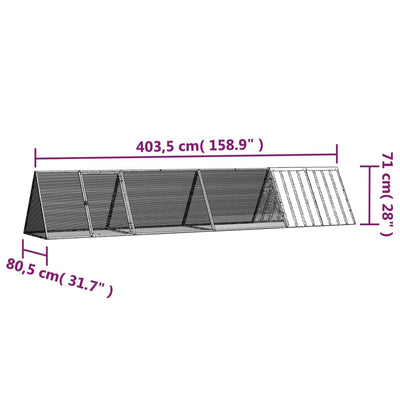 Rabbit Cage Grey 403.5x80.5x71 cm Galvanised Steel