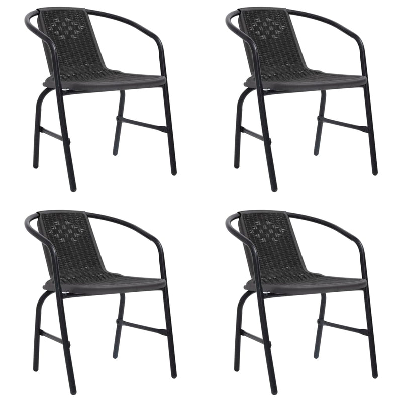 Garden Chairs 4 pcs Plastic Rattan and Steel 110 kg