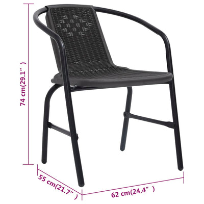 Garden Chairs 4 pcs Plastic Rattan and Steel 110 kg