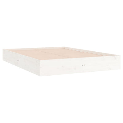 Bed Frame without Mattress White Solid Wood 183x203 cm King