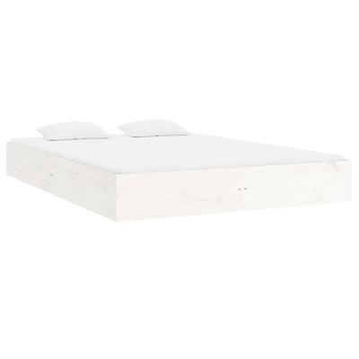 Bed Frame without Mattress White Solid Wood 183x203 cm King