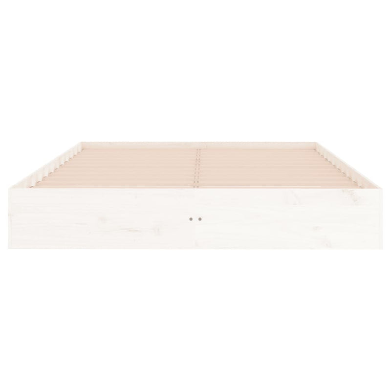 Bed Frame without Mattress White Solid Wood 183x203 cm King