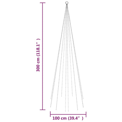 Christmas Tree on Flagpole Cold white 310 LEDs 300 cm