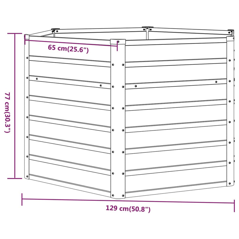 Garden Raised Bed Rusty 129x129x77 cm Corten Steel