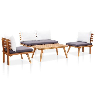 4 Piece Garden Lounge Set with Cushions Solid Wood Acacia