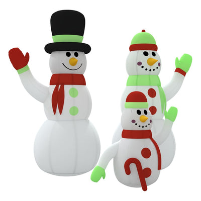 Inflatable Snowman Family with LEDs 360 cm