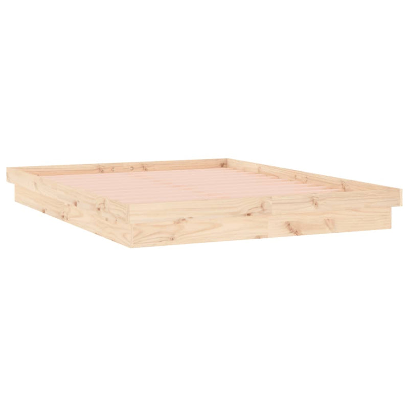 LED Bed Frame 153x203 cm Queen Size Solid Wood