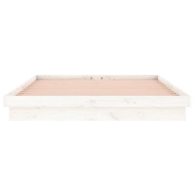 LED Bed Frame without Mattress White 150x200 cm Solid Wood